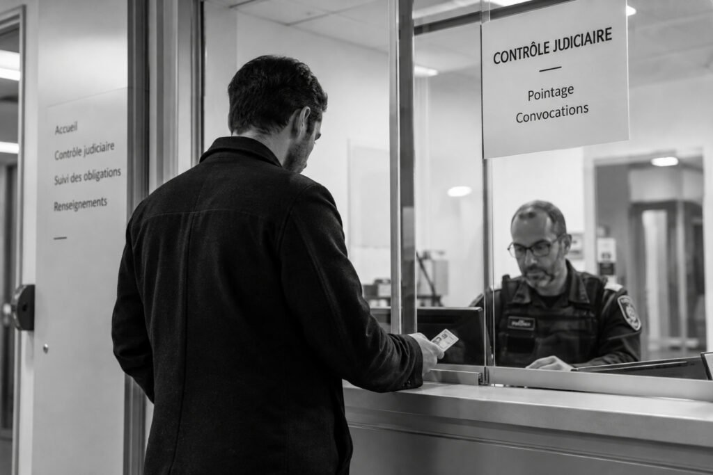 Personne sous contrôle judiciaire se présentant à un pointage